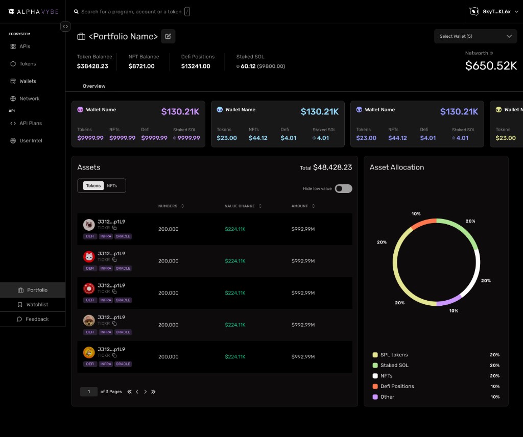 Before: Portfolio aggregated (multi-wallet) view